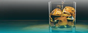 Whisky Glass overlayed with teal background
