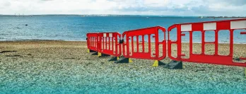 Barriers on the beach - border controls (UK)