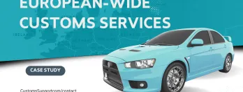 European-wide customs services case study (Image: car over a teal split background)